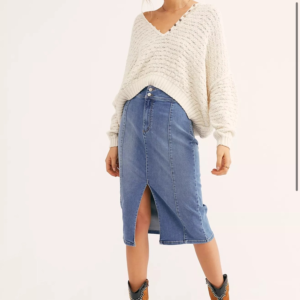 We The Free Maddie midi denim skirt sz 29